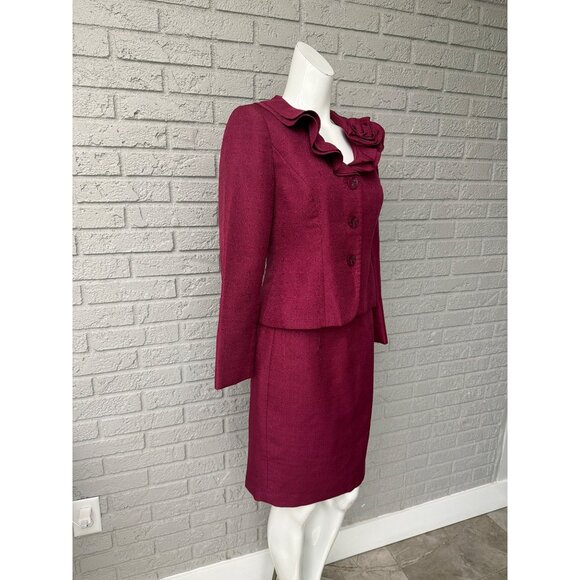 Kasper Women Burgundy 2Piece Career Skirt Suit Size 4P - Picture 3 of 11
